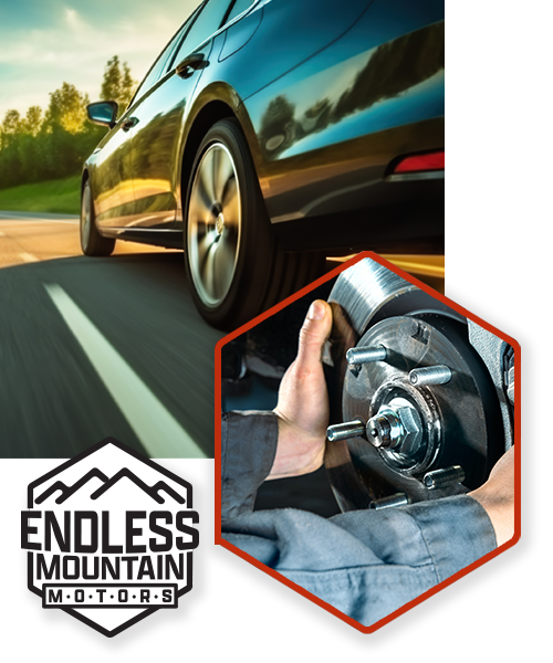 Endless Mountain Motors services image - Car on road - Brakes being insoected